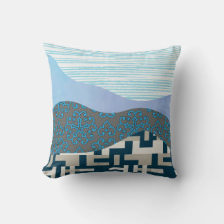 Aqua Geometric Harmony Throw Pillow