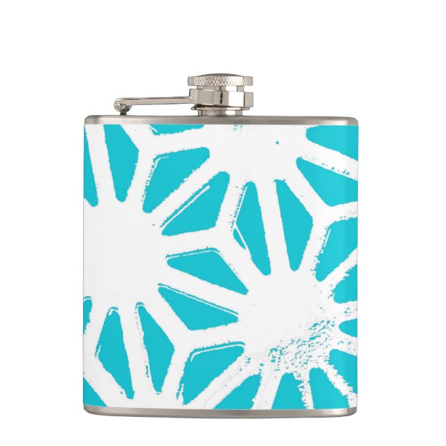 Aqua geometric pattern flask (Front)