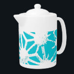 Aqua geometric pattern teapot<br><div class="desc">Aqua and white geometric pattern</div>