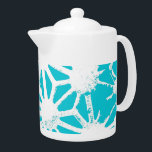 Aqua geometric pattern teapot<br><div class="desc">Aqua and white geometric pattern</div>
