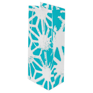 Aqua geometric pattern wine gift bag