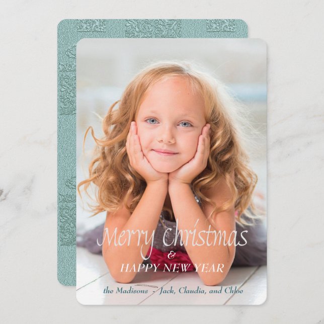 Aqua Gift Pattern Photo Template Christmas (Front/Back)