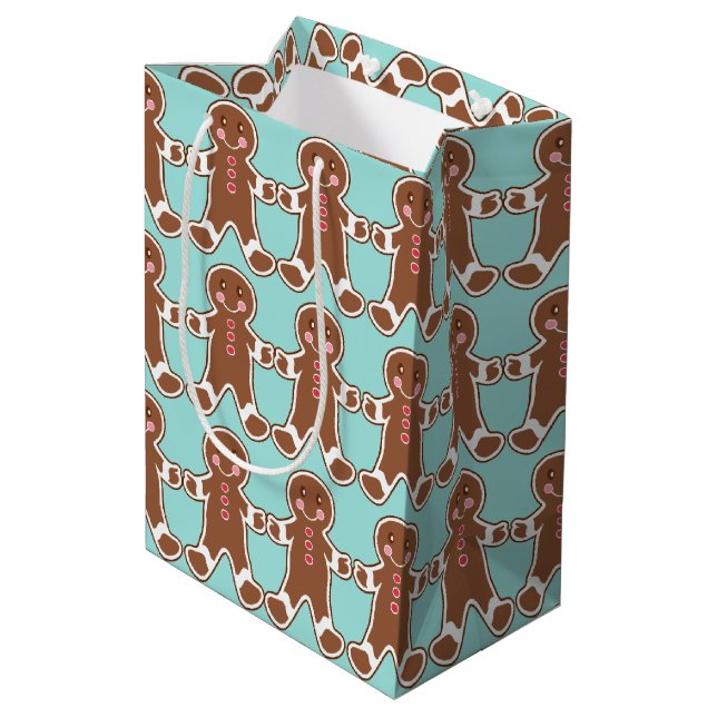 Aqua Gingerbread Men Gift Bag (Back Angled)