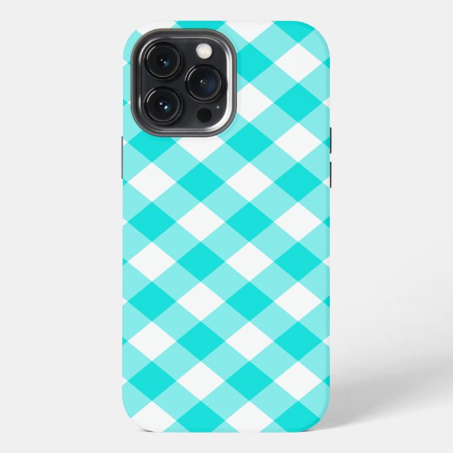 Aqua Gingham Iphone Case (Back)
