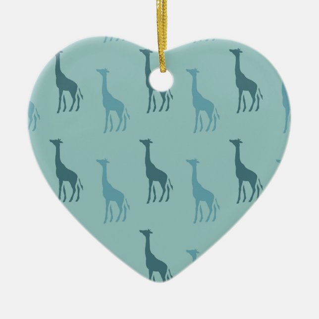Aqua Giraffes Ceramic Ornament (Front)
