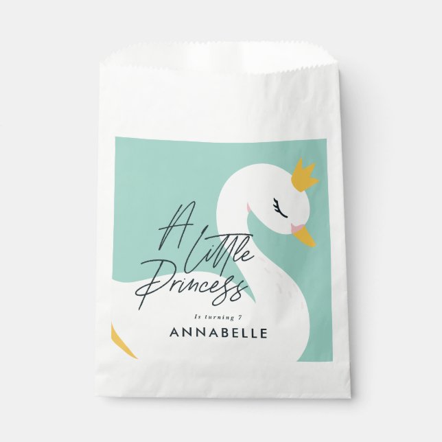 Aqua girly elegant photo beautiful swan party favor bag (Front)