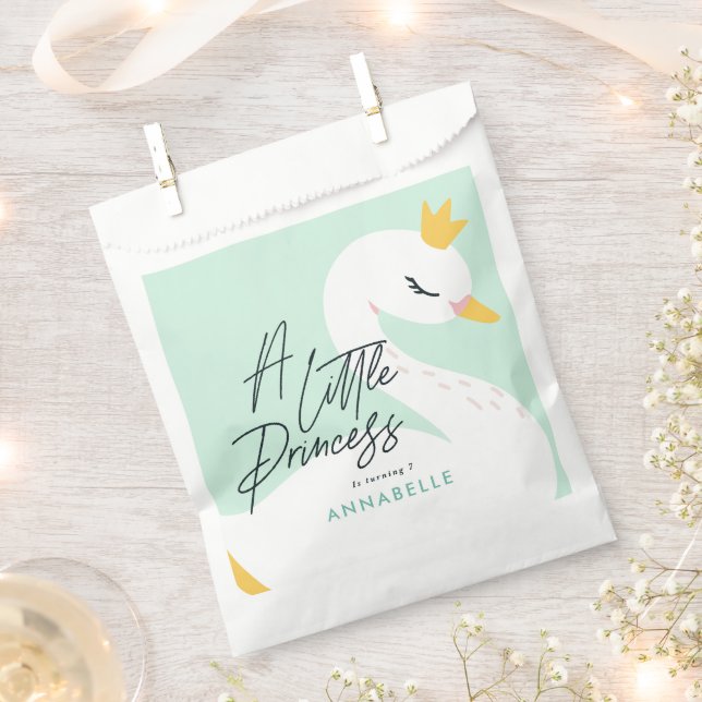 Aqua girly elegant photo beautiful swan party favor bag (Clipped)