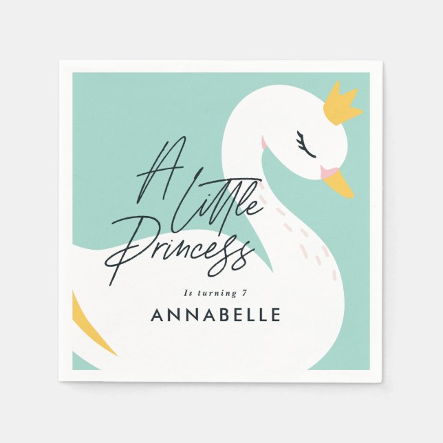 Aqua girly elegant photo beautiful swan party napkins (Front)
