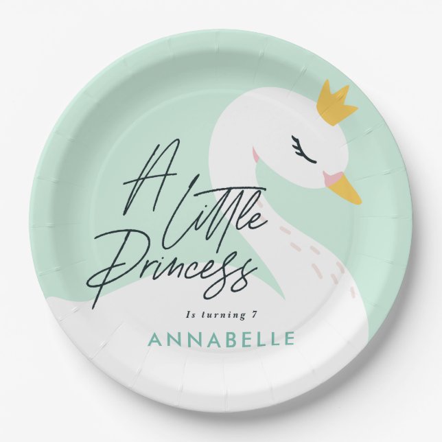 Aqua girly elegant photo beautiful swan party  paper plates (Front)