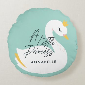 Aqua Girly Elegant Photo Beautiful Swan Round Pillow by COFFEE_AND_PAPER_CO at Zazzle