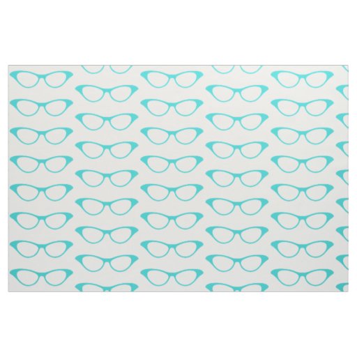 Aqua Girly Geek Glasses Fabric
