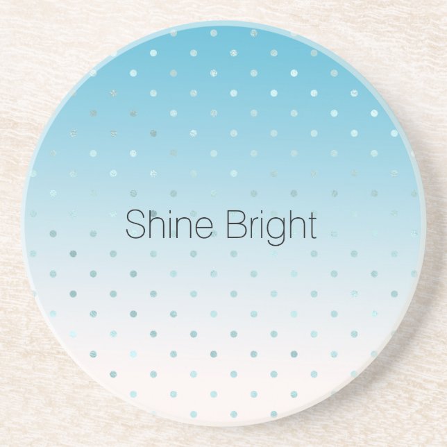 Aqua Glam Dots Ombre    Coaster (Front)