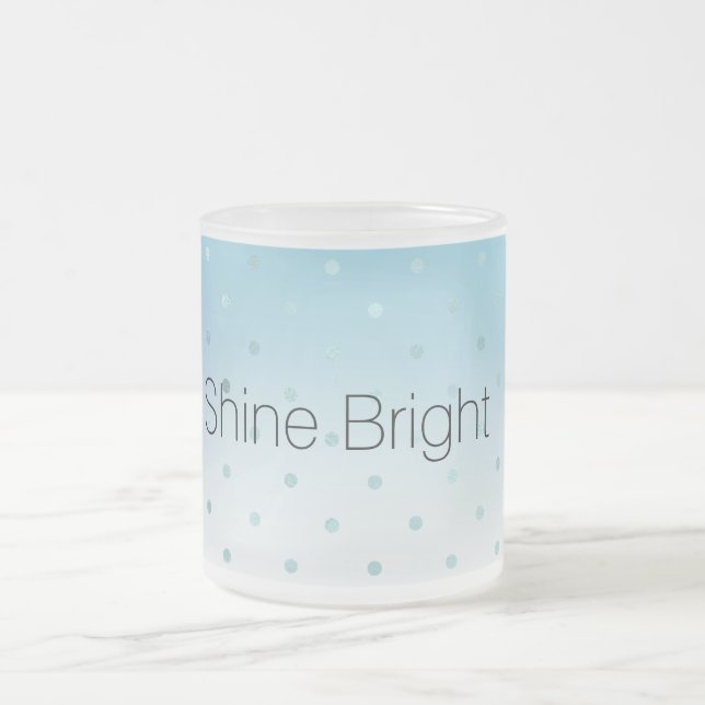 Aqua Glam Dots Ombre            Frosted Glass Coffee Mug (Center)