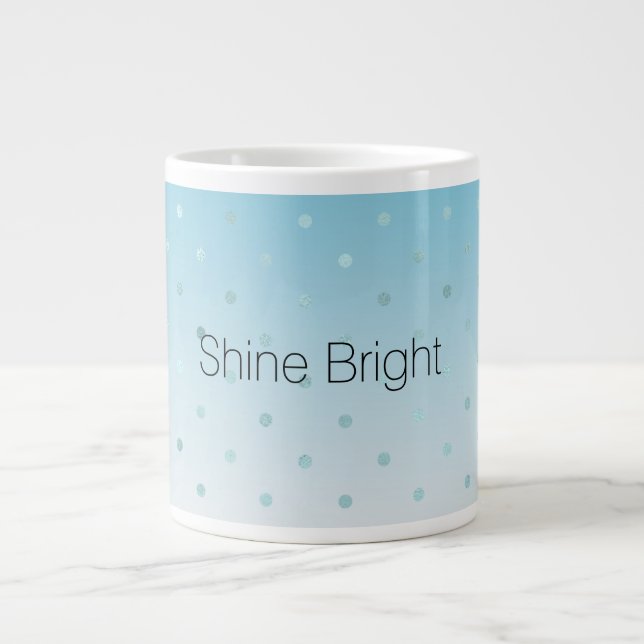 Aqua Glam Dots Ombre              Giant Coffee Mug (Front)