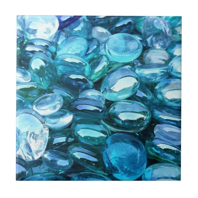 Aqua Glass Stones Ceramic Tile (Front)