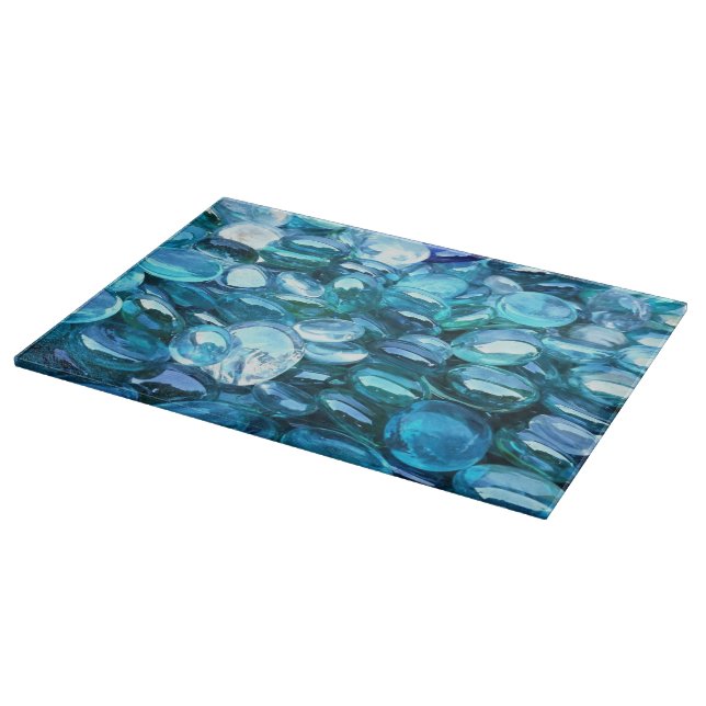 Aqua Glass Stones Cutting Board (Corner)