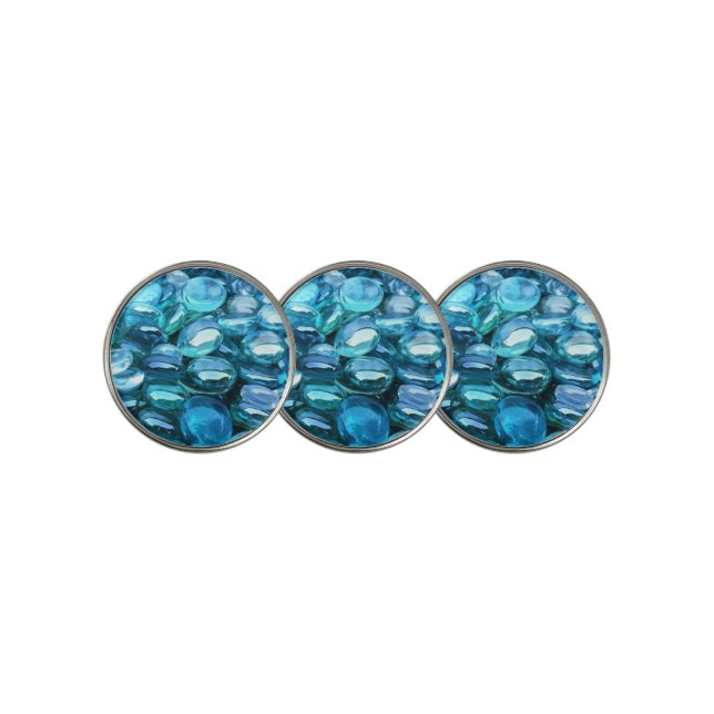 Aqua Glass Stones  Golf Ball Marker (3 Up)