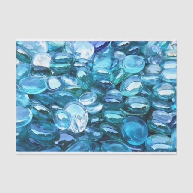 Aqua Glass Stones Tissue Paper (Front)