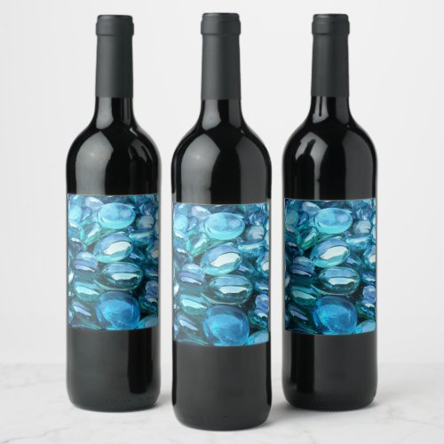 Aqua Glass Stones  Wine Label