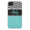 AQUA GLITTER BLACK CHEVRON MONOGRAMMED