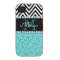 AQUA GLITTER BLACK CHEVRON MONOGRAMMED