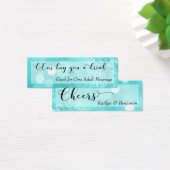 Aqua Glitter Bokeh Script Mini Drink Ticket (Desk)
