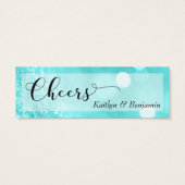Aqua Glitter Bokeh Script Mini Drink Ticket (Back)