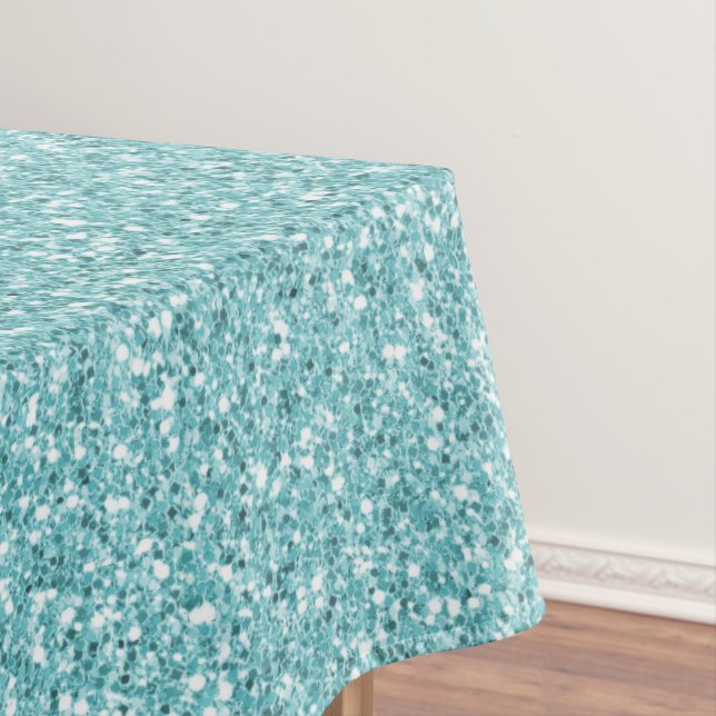 Aqua Glitter Glam Sparkle Tablecloth (In Situ)