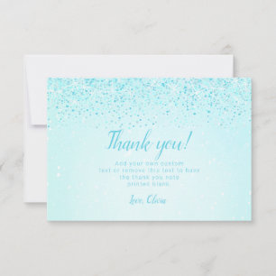 Aqua Glitter, Glam Thank You Cards