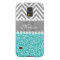 AQUA GLITTER, GRAY CHEVRON, MONOGRAMMED