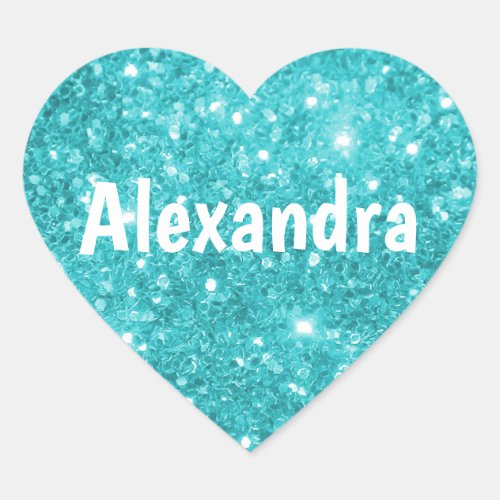 Aqua Glitter Heart