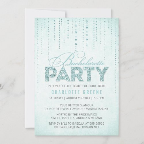 Glitter Look Bachelorette Party Invitation