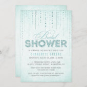 Aqua Glitter Look Bridal Shower Invitation (Front/Back)