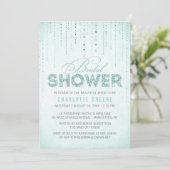 Aqua Glitter Look Bridal Shower Invitation (Standing Front)