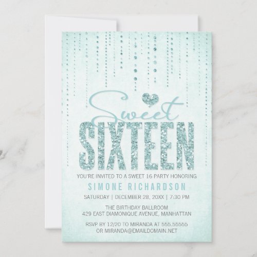Glitter Look Sweet Sixteen Party Invitation