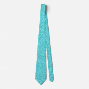 Aqua Glitter Metallic Print Wedding Groomsmen Neck Tie