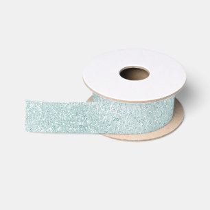 Aqua Glitter Ombre Christmas Satin Ribbon