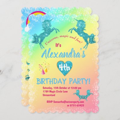 Aqua Glitter Unicorns Birthday