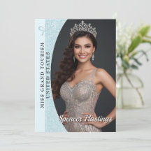 Aqua Glitz Autograph Cards for Pageants | QR Code