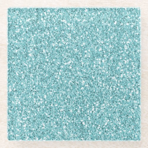 Aqua Glitz Glitter          Glass Coaster