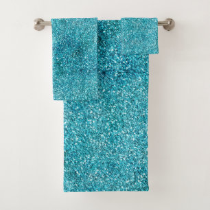 Aqua Glitz Glitter Sparkle Bath Towel Set