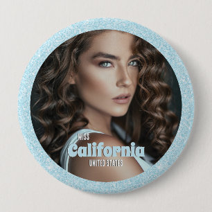 Aqua Glitz Photo Button Pin