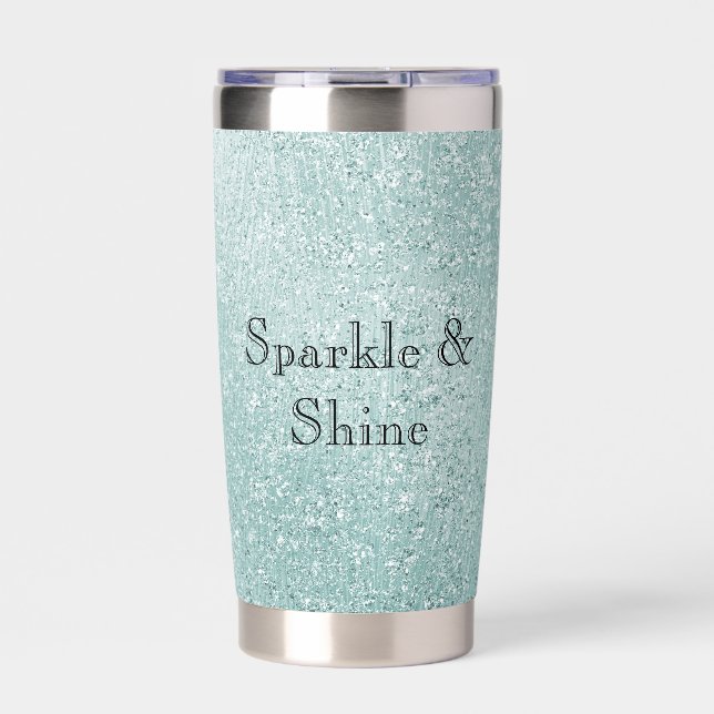 Aqua Glitzy Ombre Insulated Tumbler (Front)