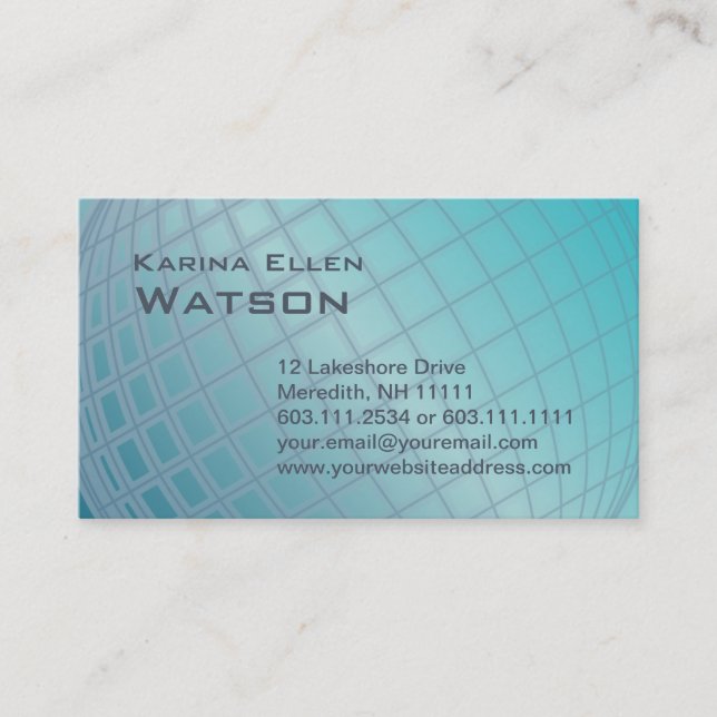 Aqua Globe International Woman Elegant Executive Business Card (Front)