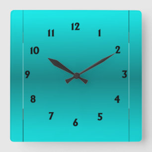 Aqua Glow Square Wall Clock