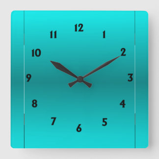 Aqua Glow Square Wall Clock