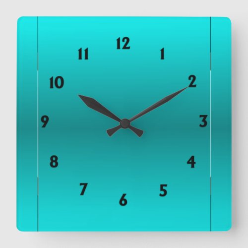 Aqua Glow Square Wall Clock