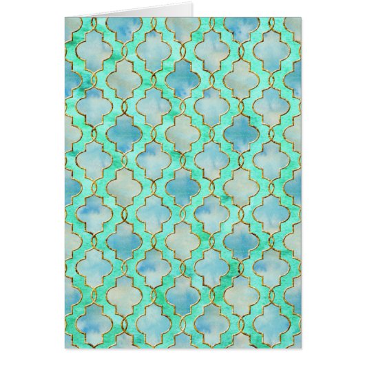 Aqua gold and Green Maroccan pattern Cards (Front)