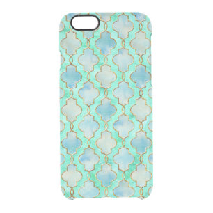 Aqua gold and Green Maroccan pattern Clear iPhone 6/6S Case