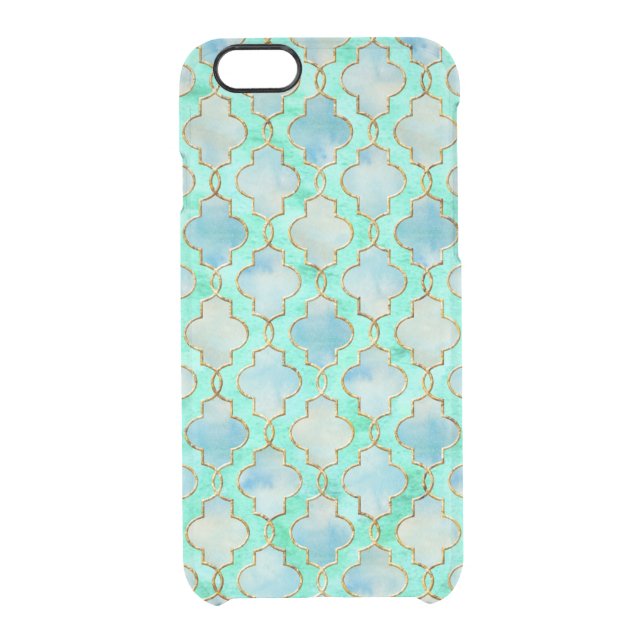 Aqua gold and Green Maroccan pattern Uncommon iPhone Case (Back)